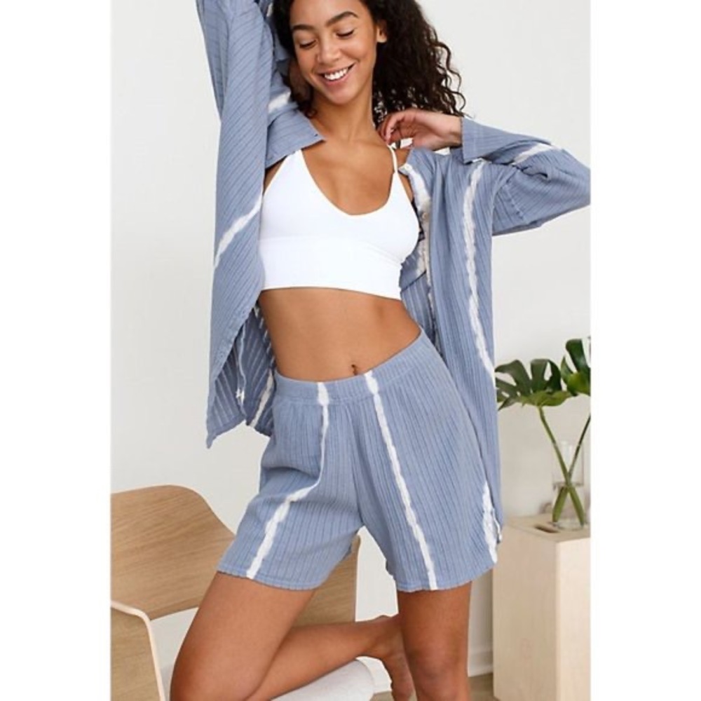 Free People Little Dream Tie Dye Short Pajamas In Blue Combo